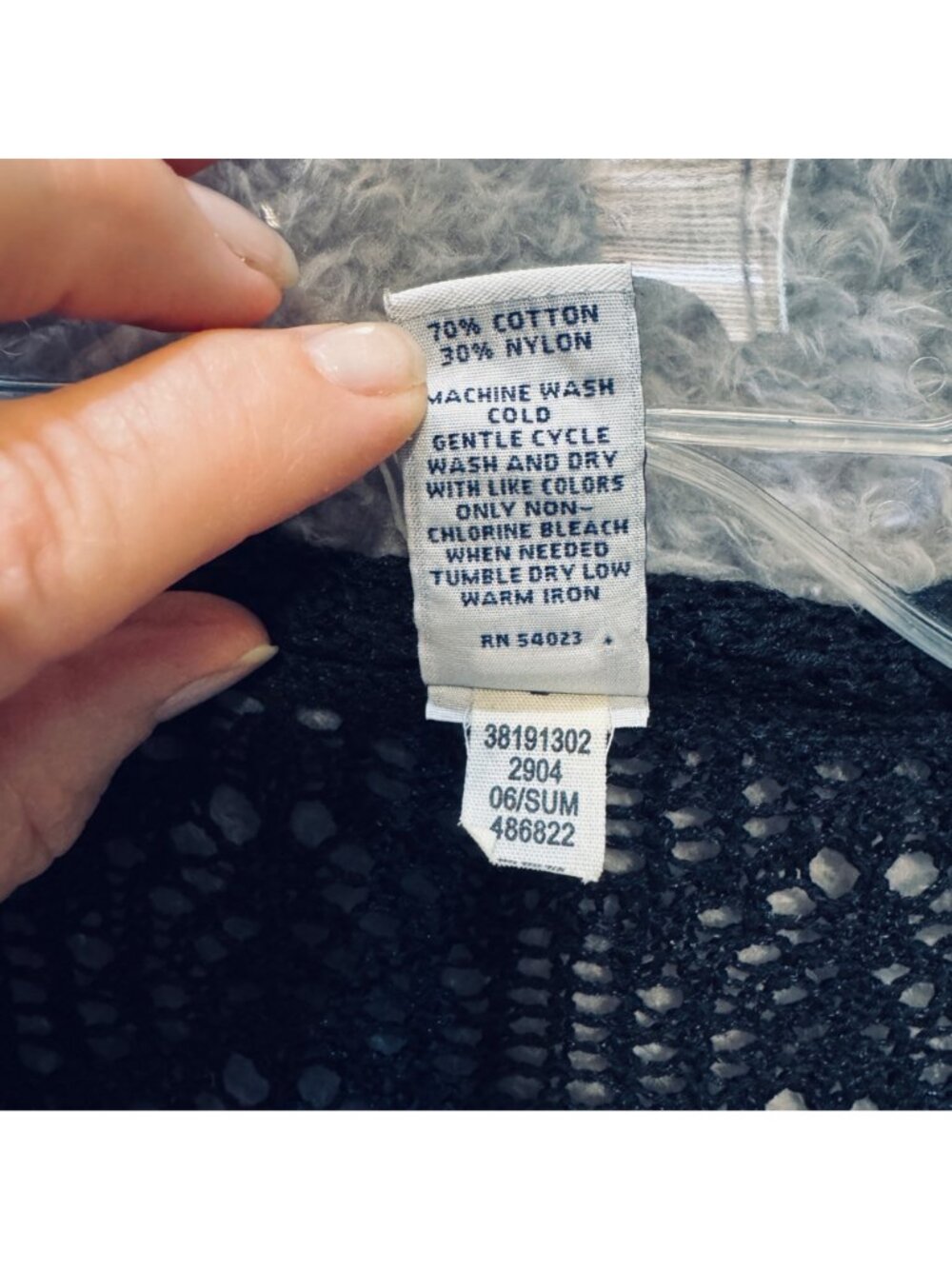 Vintage Gap Black Crochet Cropped Cardigan Size M Cotton Boho Whimsygoth Y2K - Picture 9 of 14
